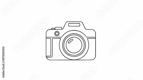 Simple Line Drawing of a Modern Digital Camera.