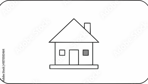 Simple Line Drawing of a House with a Chimney.