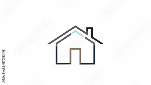 Simple Minimalist Outline Drawing of a House Icon.