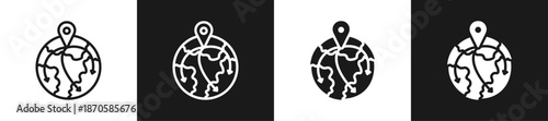 Global Trade Line N Glyph Icon Style In White And Black Background