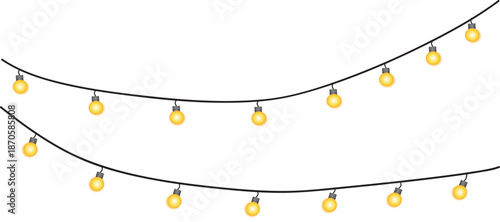 String Lights Decoration on White Background I Festive
Party Lights for Cdebrations and Holiday Background{