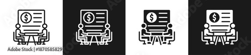 Negotiation Line N Glyph Icon Style In White And Black Background