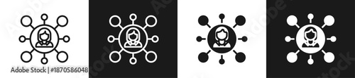 Affiliate Marketing Line N Glyph Icon Style In White And Black Background
