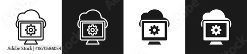 Saas Platform Line N Glyph Icon Style In White And Black Background