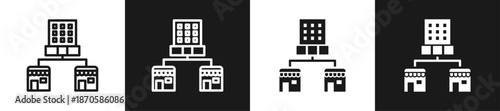Franchise Business Line N Glyph Icon Style In White And Black Background