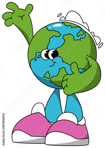 Earth Mascot Greeting Sticker