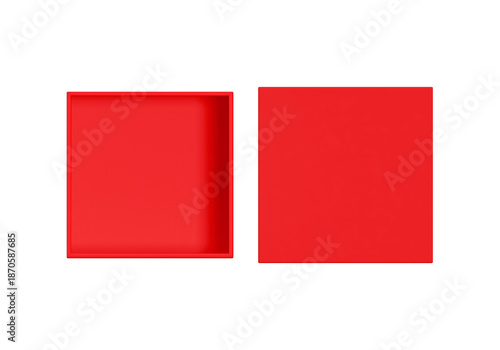 Free Download Top View. Open red box isolated on white background. Bright product package for design - GFXLoad