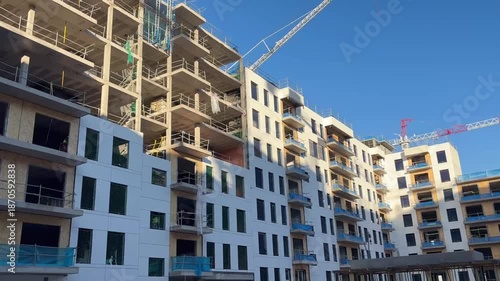Apartment building under construction on a sunny day