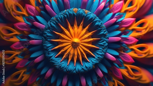 Vibrant Floral Mandala - A Kaleidoscope of Colors and Intricate Design.