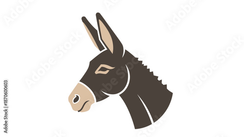 Detailed illustration of a donkeys head, showcasing its features and profile.