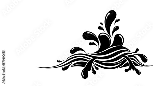 Dynamic black and white water splash vector design perfect for graphic elements