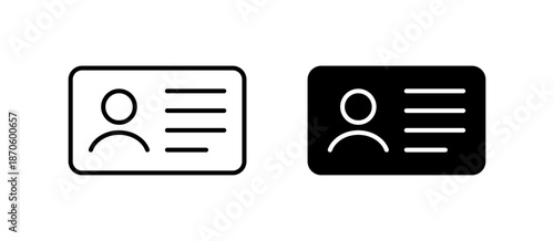 ID Card icon. Driver's license identification symbol