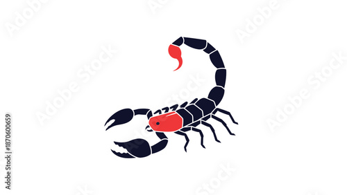 Detailed illustration of a scorpion with a curved tail and menacing claws, ready to strike.