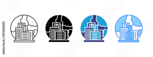 Company  icon set multiple style collection