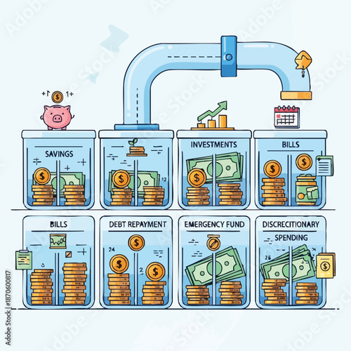 Budgeting System with Savings and Investments.