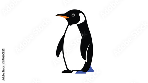 Elegant penguin standing tall, showcasing its striking black and white plumage, isolated on white background.