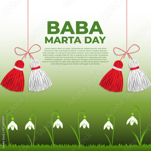 Vector illustration of Baba Marta Day social media template