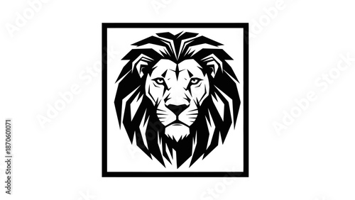 Monochromatic lion head logo design framed with boldness and minimalism creating impact