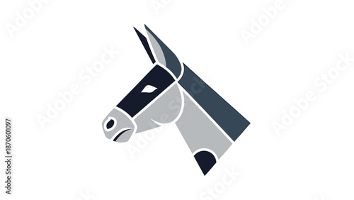 Geometric donkey head illustration with a modern and minimalist design.