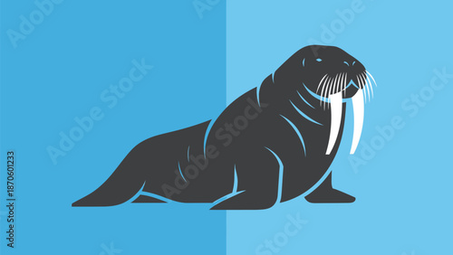 Majestic walrus illustration showcasing its impressive tusks and robust physique in a striking pose.