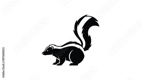 Striking black and white skunk illustration on a plain white background, perfect for design.