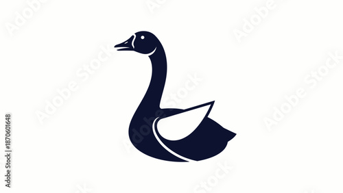 Elegant silhouette of a swan gracefully depicted against a pristine white backdrop.