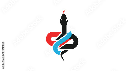 Elegant snake logo design with vibrant colors and artistic flair.
