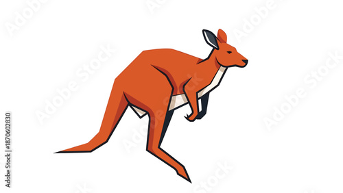 Vibrant illustration of a leaping kangaroo in a dynamic pose, showcasing its powerful legs and agile movement.