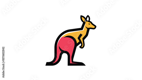 Vibrant illustration of a kangaroo standing tall with a unique color scheme and design.