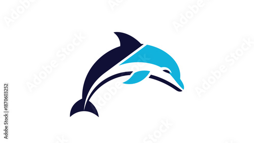 Elegant dolphin logo design in shades of blue, a symbol of grace and intelligence.