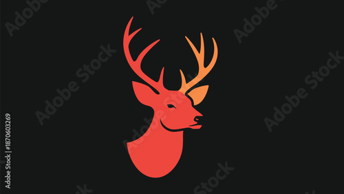 Elegant deer head silhouette with vibrant orange and red gradient design.