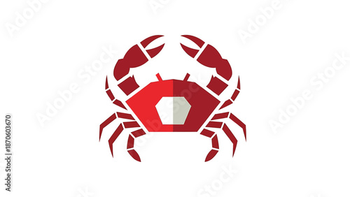 Red crab illustration with geometric design on a white background, perfect for various uses.