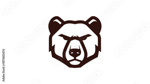 Intense bear head illustration showcasing strength and determination in a minimalist design.