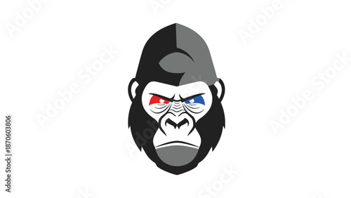 Free Download Intense gorilla face with angry eyes, a symbol of power and strength. - GFXLoad