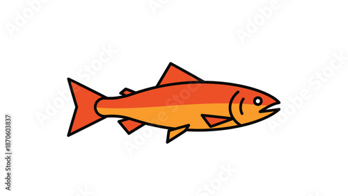 Vibrant illustration of a salmon fish with orange and yellow colors, isolated on white background.