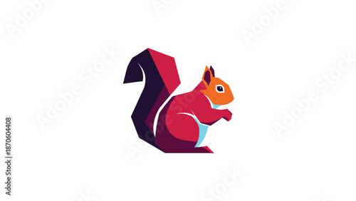 Vibrant illustration of a stylized squirrel in a dynamic pose, ready to leap.
