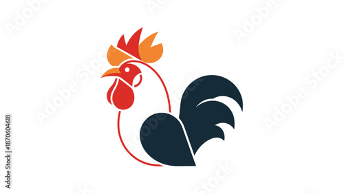 Rooster illustration - A vibrant and colorful depiction of a rooster, perfect for design.