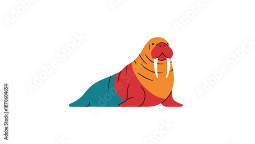 Vibrant illustration of a walrus, showcasing its unique features and characteristics in a colorful design.