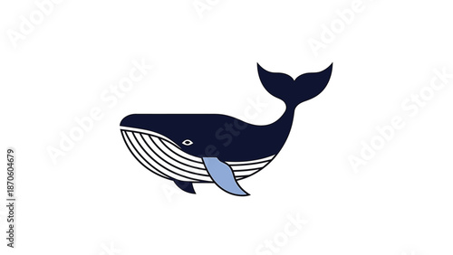 Elegant illustration of a blue whale swimming in the ocean, a beautiful marine animal.