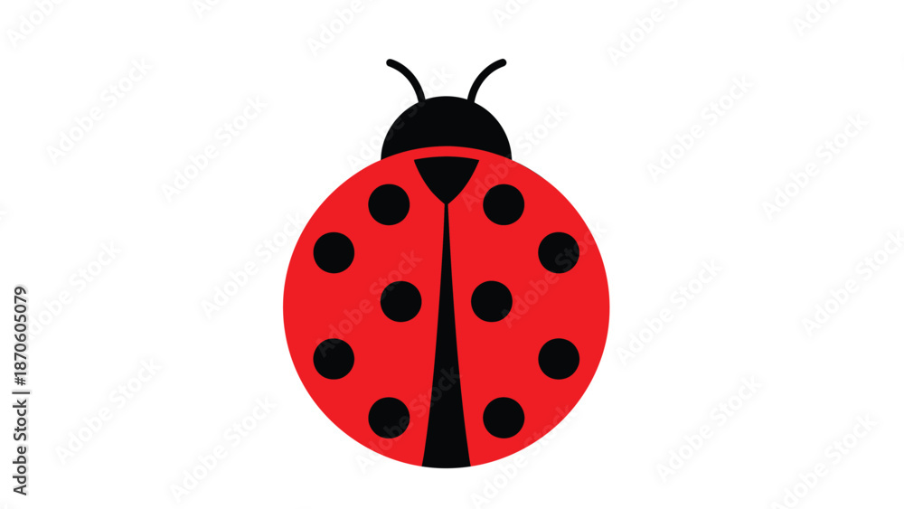 Obraz premium Ladybug illustration - A vibrant red insect with black spots, a charming and detailed depiction.