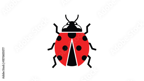 Vibrant ladybug illustration showcasing its distinctive red and black markings on a white background.