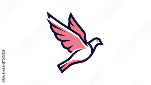 Elegant Pink Dove in Flight - Symbol of Peace and Freedom.