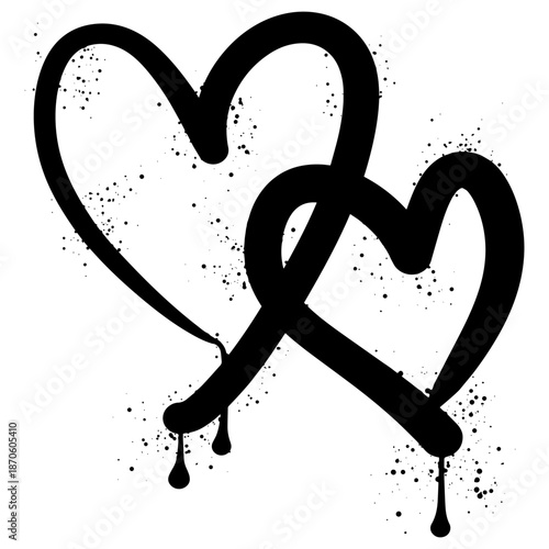 Heart shaped couple with graffiti spray.