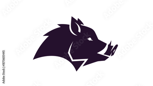 Silhouette of a wild boar head, a symbol of strength and resilience, isolated.