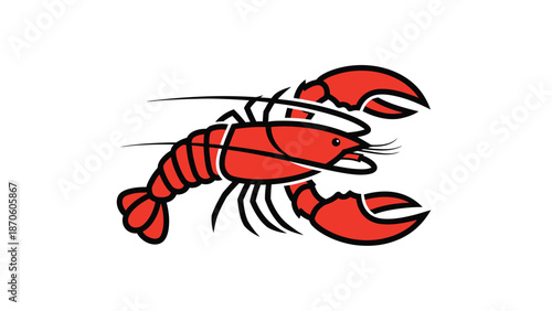 Vibrant red lobster illustration showcasing its claws and body details on white background.