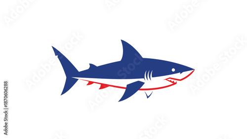 Vibrant blue shark illustration showcasing marine life and ocean predators in the sea.
