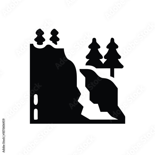 Cliffside Landscape with Pine Trees Silhouette