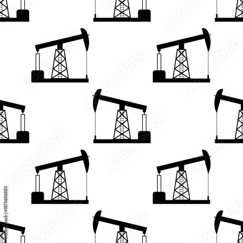 Repeating oil pumpjack icons in seamless pattern, creating industrial-themed visual texture