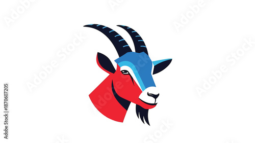 Vibrant goat head illustration showcasing bold colors and artistic design elements.