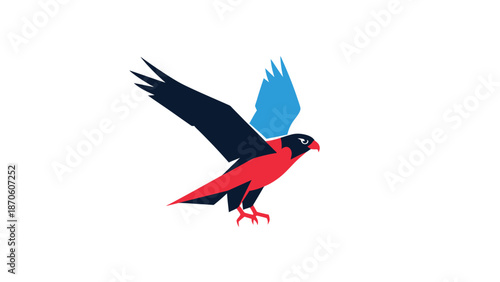 Majestic falcon soaring through the sky with vibrant colors and dynamic wings.